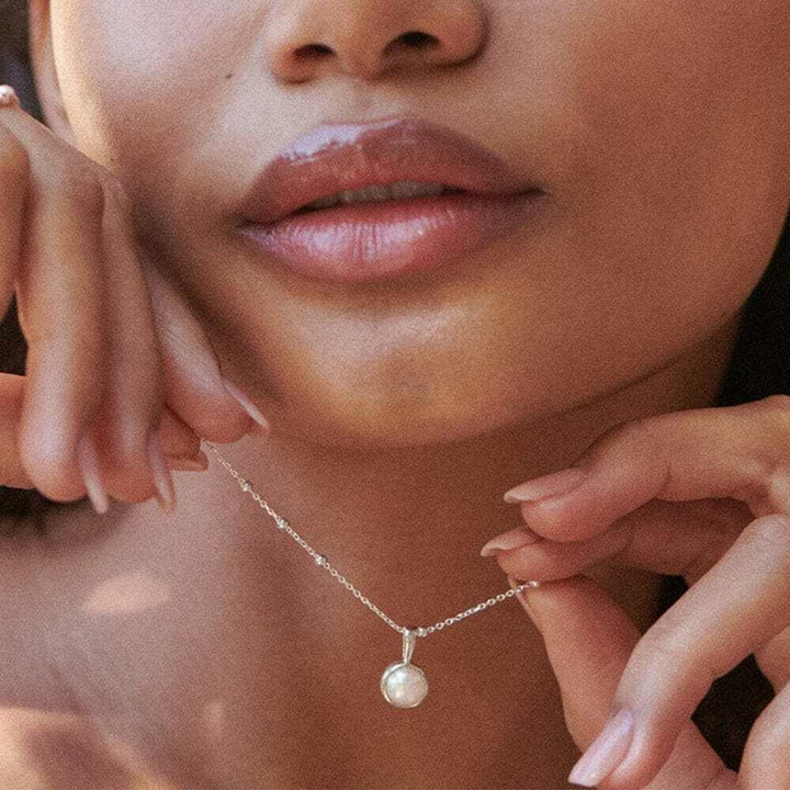 Daisy London Sterling Silver Pearl Healing Stone Necklace Additional Image - 3