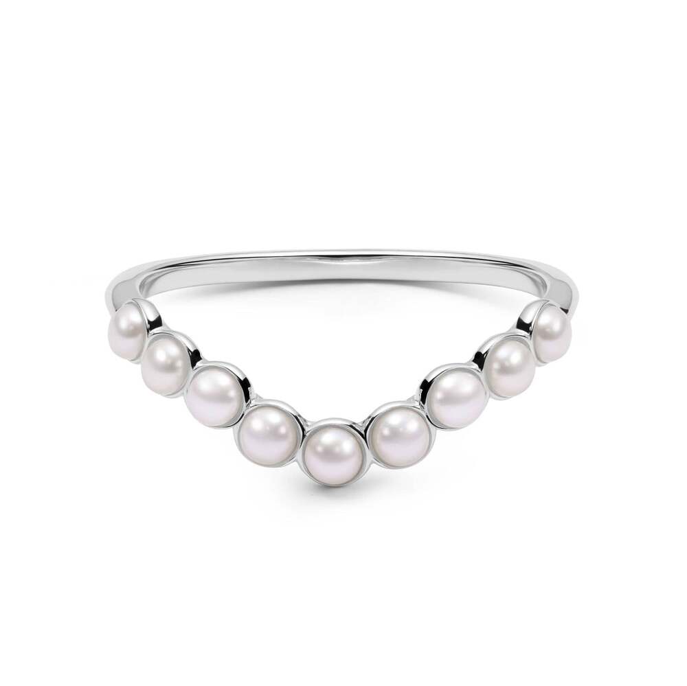Daisy London Sterling Silver Pearl Wave Band Ring