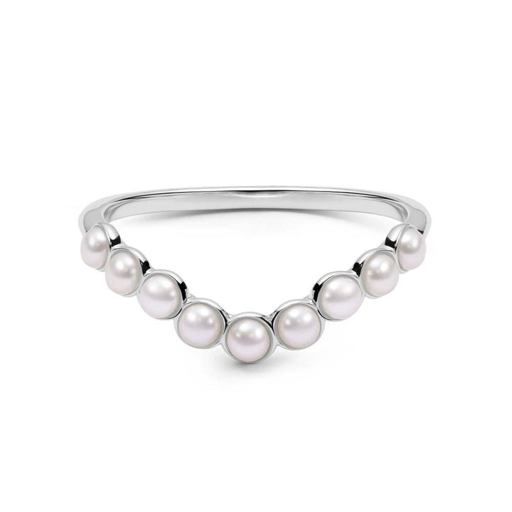 Daisy London Sterling Silver Pearl Wave Band Ring