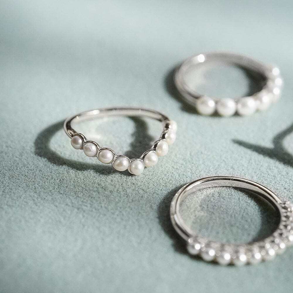 Daisy London Sterling Silver Pearl Wave Band Ring Additional Image - 2