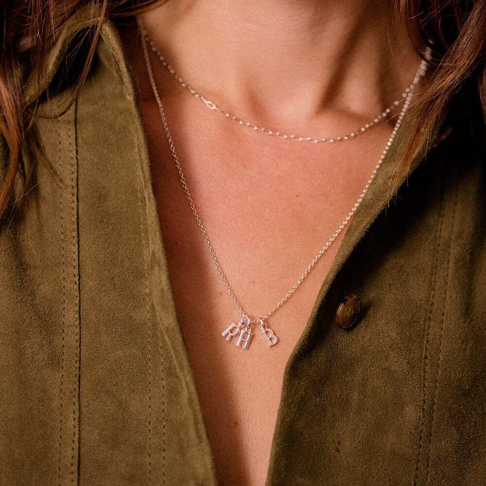 Daisy London Sterling Silver Personalised Initial Charm Pendant Additional Image - 7