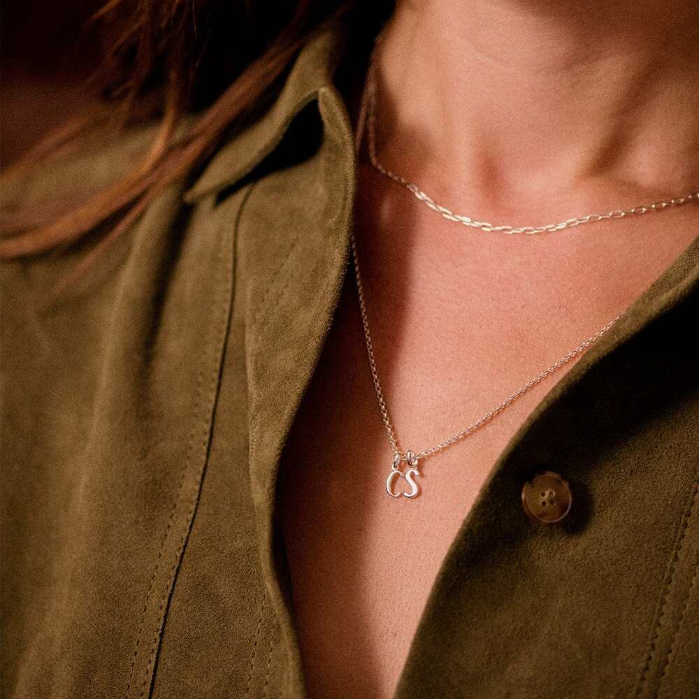 Daisy London Sterling Silver Personalised Initial Pendant Necklace Additional Image - 11
