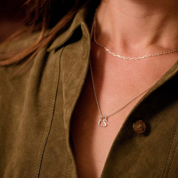 Daisy London Sterling Silver Personalised Initial Pendant Necklace Additional Image - 11