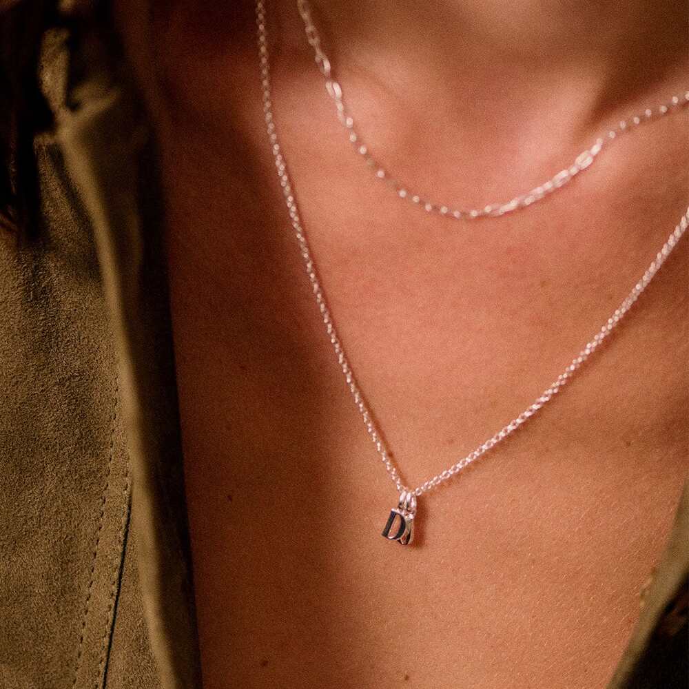 Daisy London Sterling Silver Personalised Initial Pendant Necklace Additional Image - 15