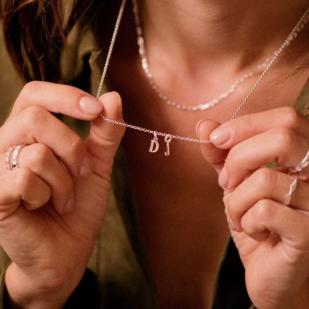 Daisy London Sterling Silver Personalised Initial Pendant Necklace Additional Image - 16