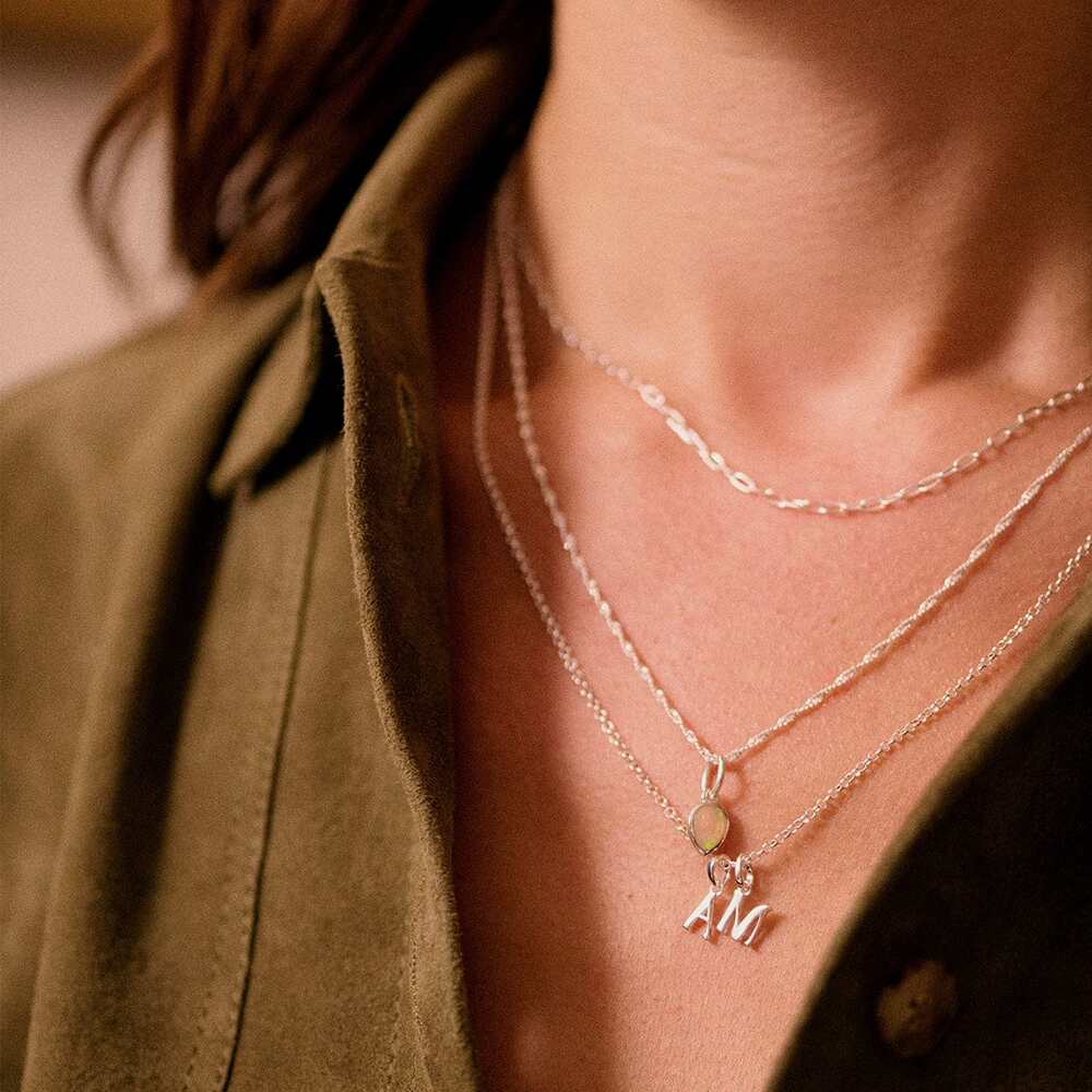 Daisy London Sterling Silver Personalised Initial Pendant Necklace Additional Image - 1