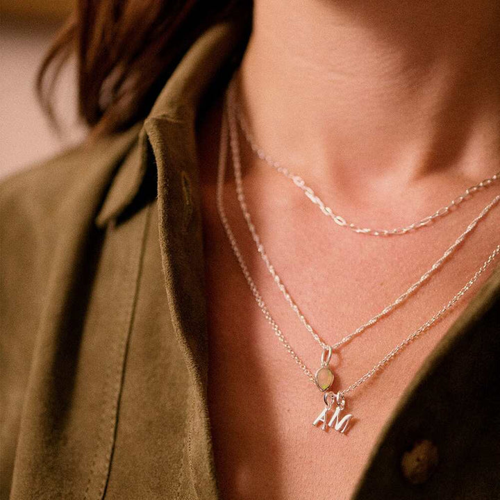 Daisy London Sterling Silver Personalised Initial Pendant Necklace Additional Image - 1