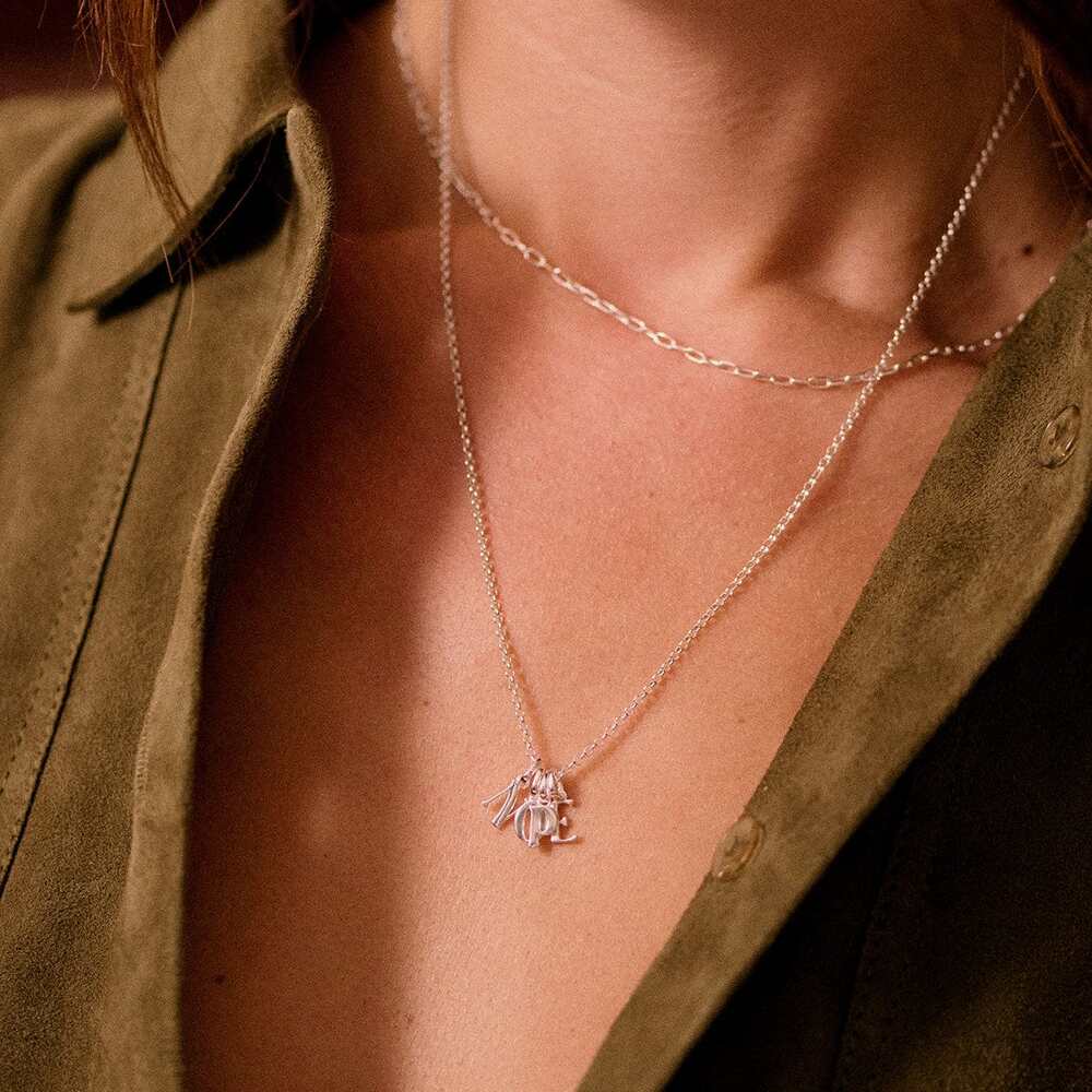 Daisy London Sterling Silver Personalised Initial Pendant Necklace Additional Image - 20