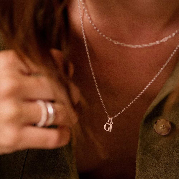 Daisy London Sterling Silver Personalised Initial Pendant Necklace Additional Image - 25