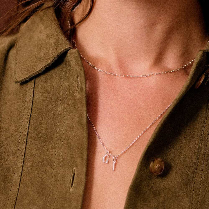 Daisy London Sterling Silver Personalised Initial Pendant Necklace Additional Image - 31