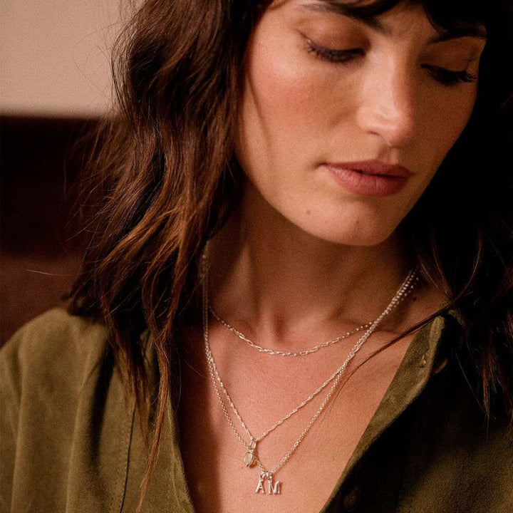 Daisy London Sterling Silver Personalised Initial Pendant Necklace Additional Image - 3