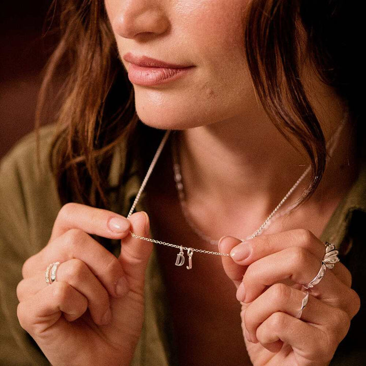 Daisy London Sterling Silver Personalised Initial Pendant Necklace Additional Image - 34