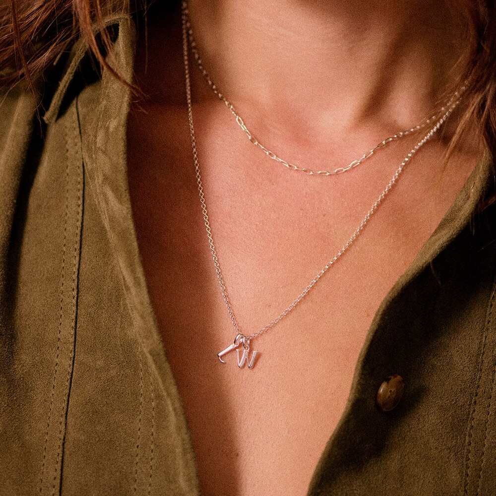 Daisy London Sterling Silver Personalised Initial Pendant Necklace Additional Image - 38