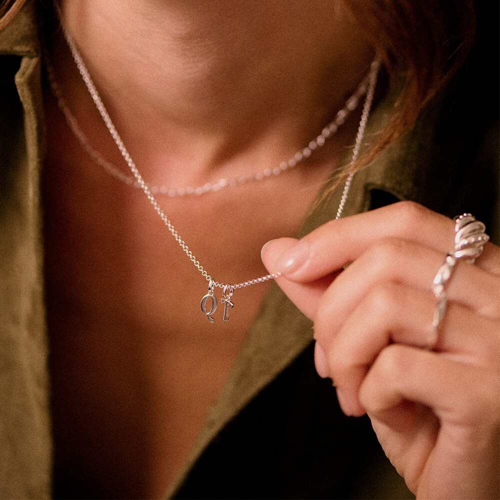 Daisy London Sterling Silver Personalised Initial Pendant Necklace Additional Image - 50