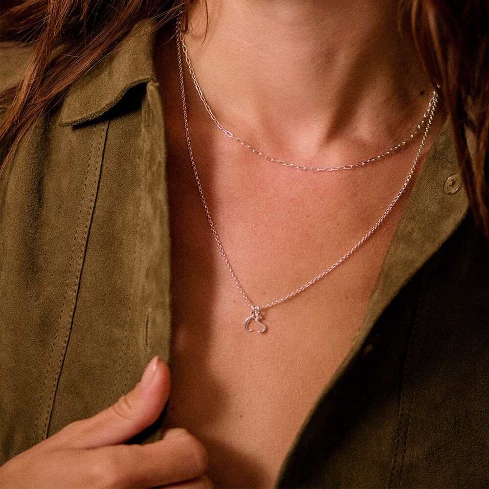 Daisy London Sterling Silver Personalised Initial Pendant Necklace Additional Image - 53