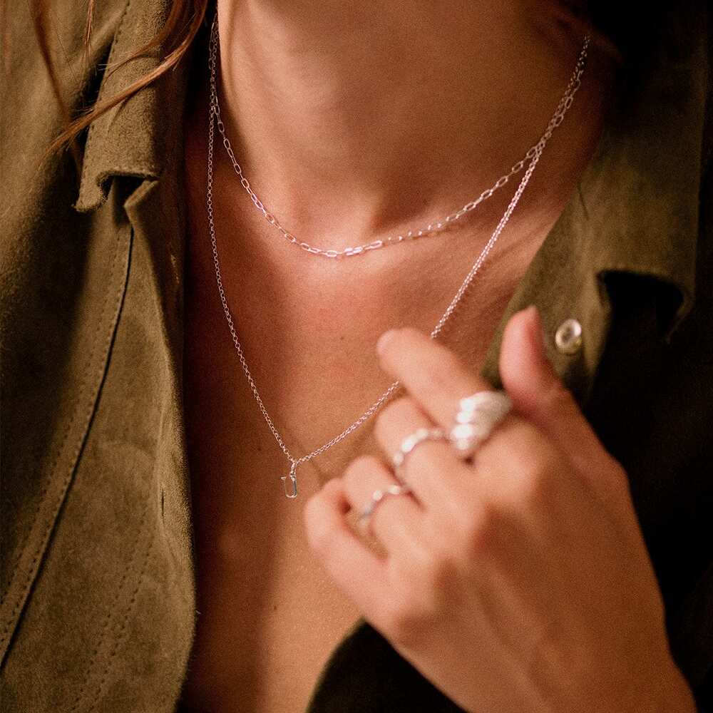 Daisy London Sterling Silver Personalised Initial Pendant Necklace Additional Image - 59
