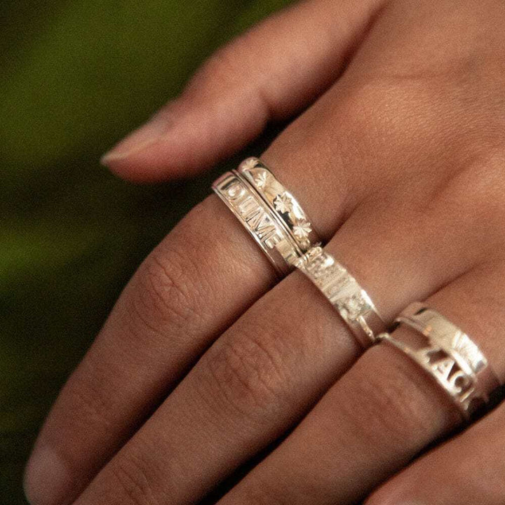 Daisy London Sterling Silver Personalised Spinning Ring Additional Image - 3