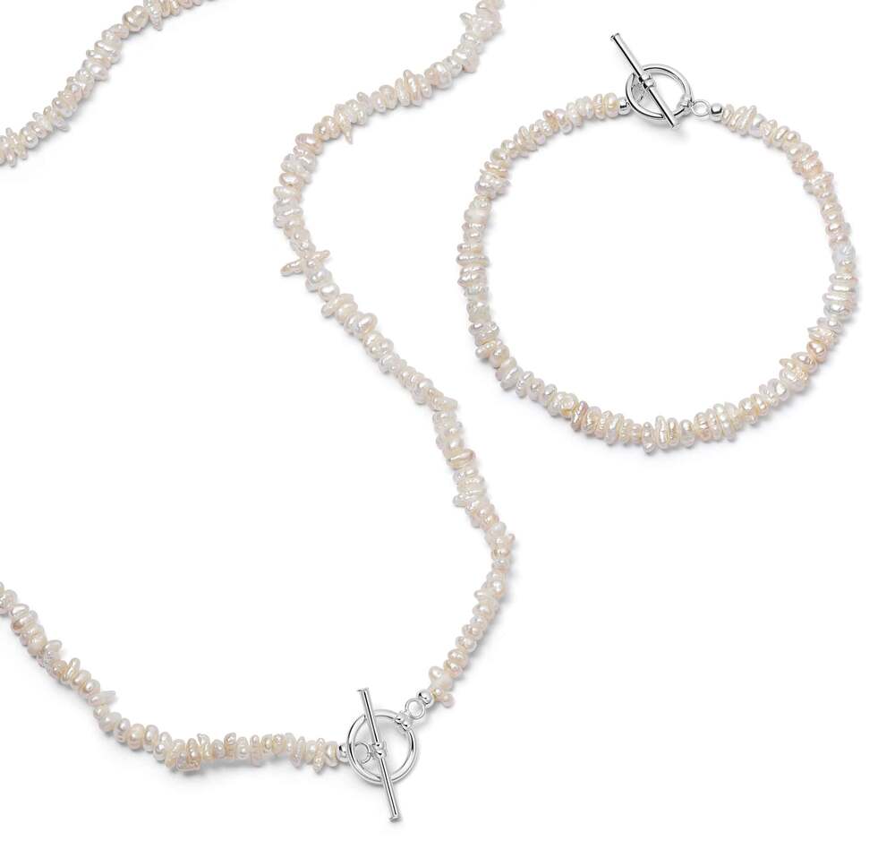 Daisy London Sterling Silver Polly Beach Pearl Necklace And Bracelet Set
