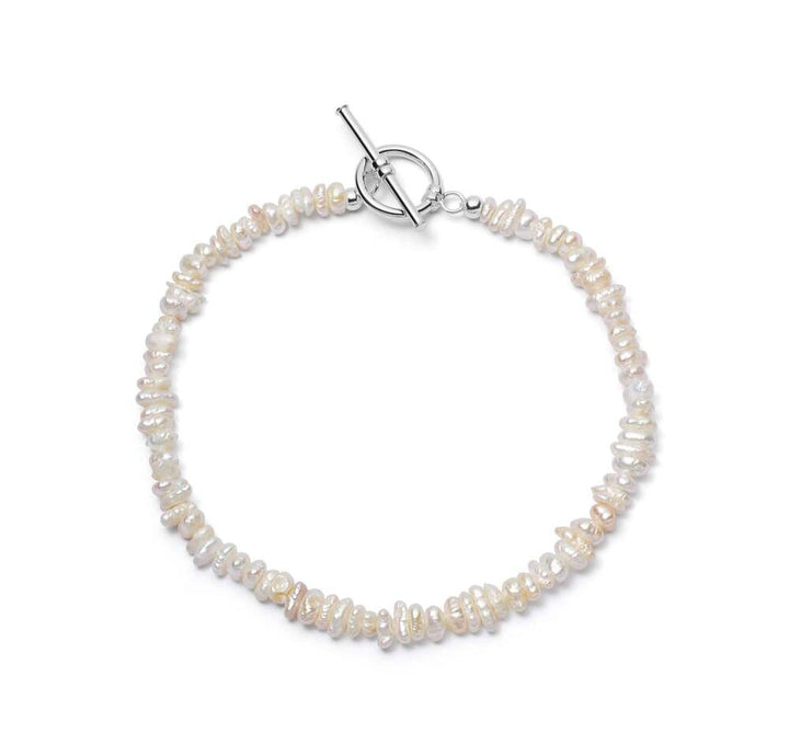 Daisy London Sterling Silver Polly Beach Pearl T Bar Bracelet