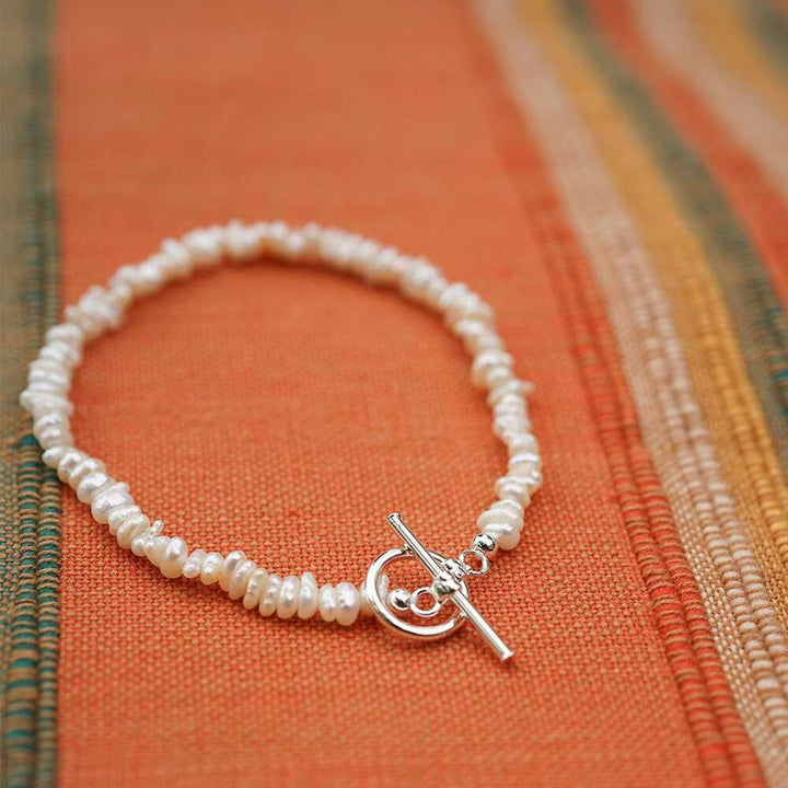 Daisy London Sterling Silver Polly Beach Pearl T Bar Bracelet Additional Image - 2