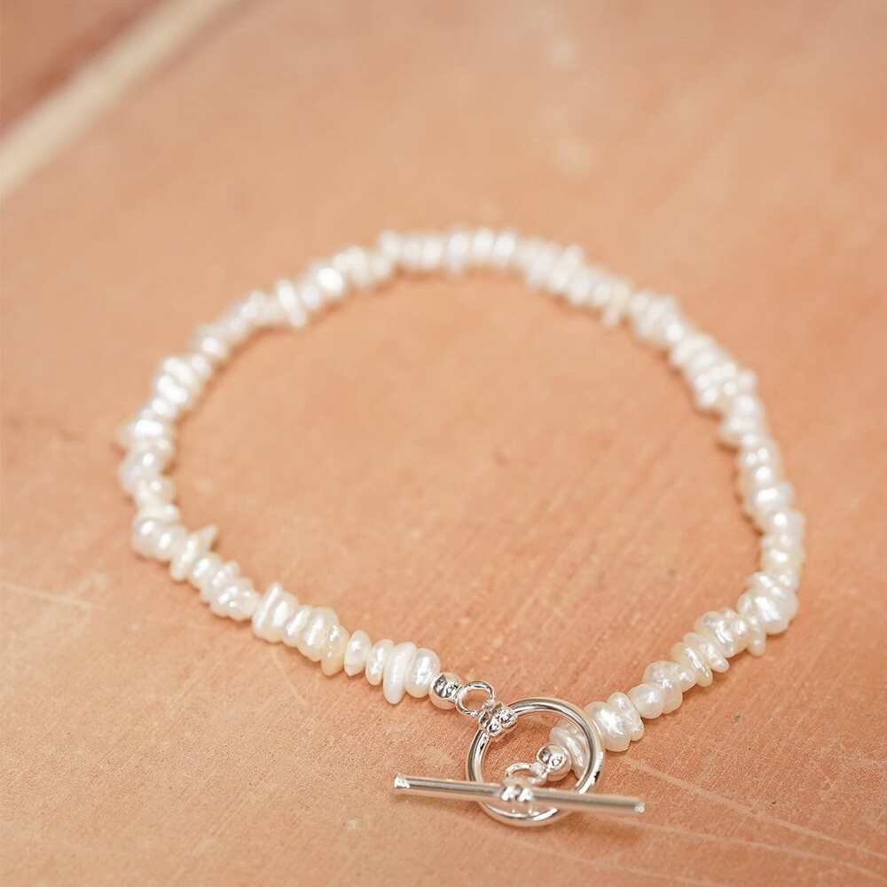 Daisy London Sterling Silver Polly Beach Pearl T Bar Bracelet Additional Image - 4