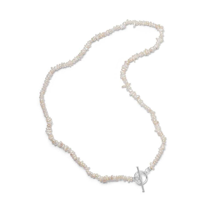 Daisy London Sterling Silver Polly Beach Pearl T Bar Necklace
