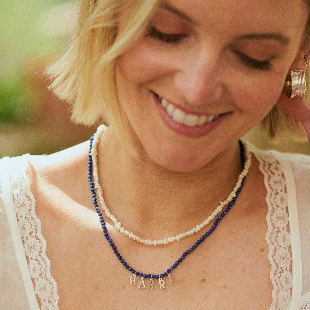 Daisy London Sterling Silver Polly Beach Pearl T Bar Necklace Additional Image - 3