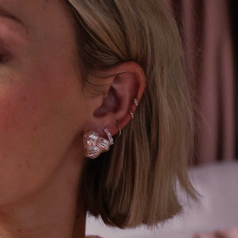 Daisy London Sterling Silver Polly Crystal Huggie Hoop Earrings Additional Image - 1
