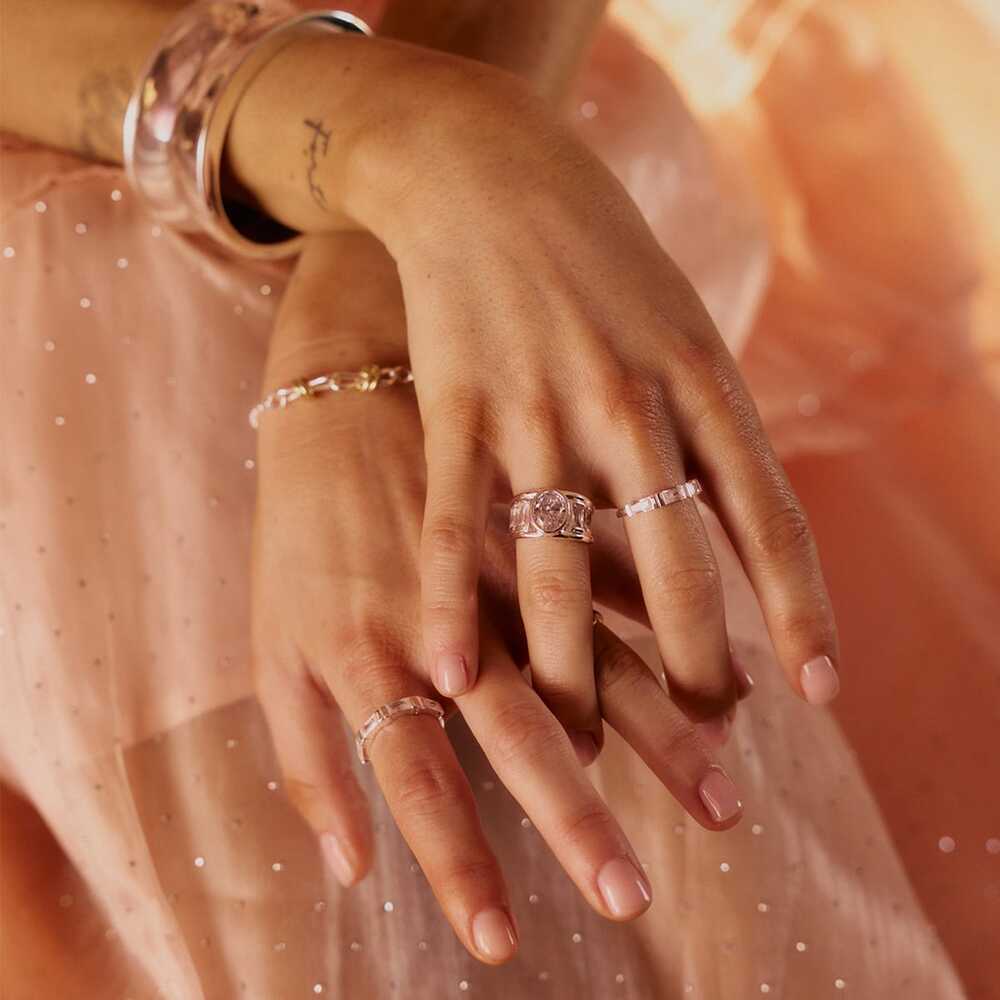 Daisy London Sterling Silver Polly Crystal Ring Stack Additional Image - 1