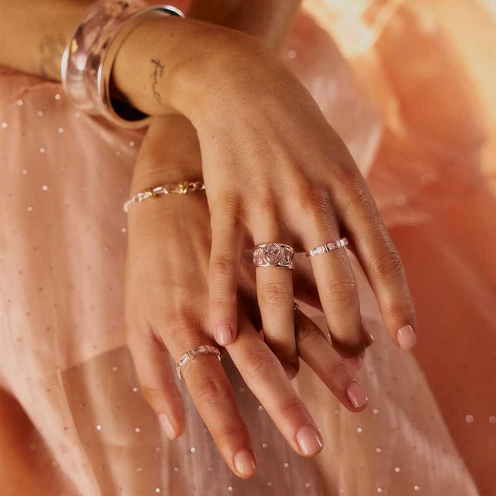 Daisy London Sterling Silver Polly Crystal Ring Stack Additional Image - 1