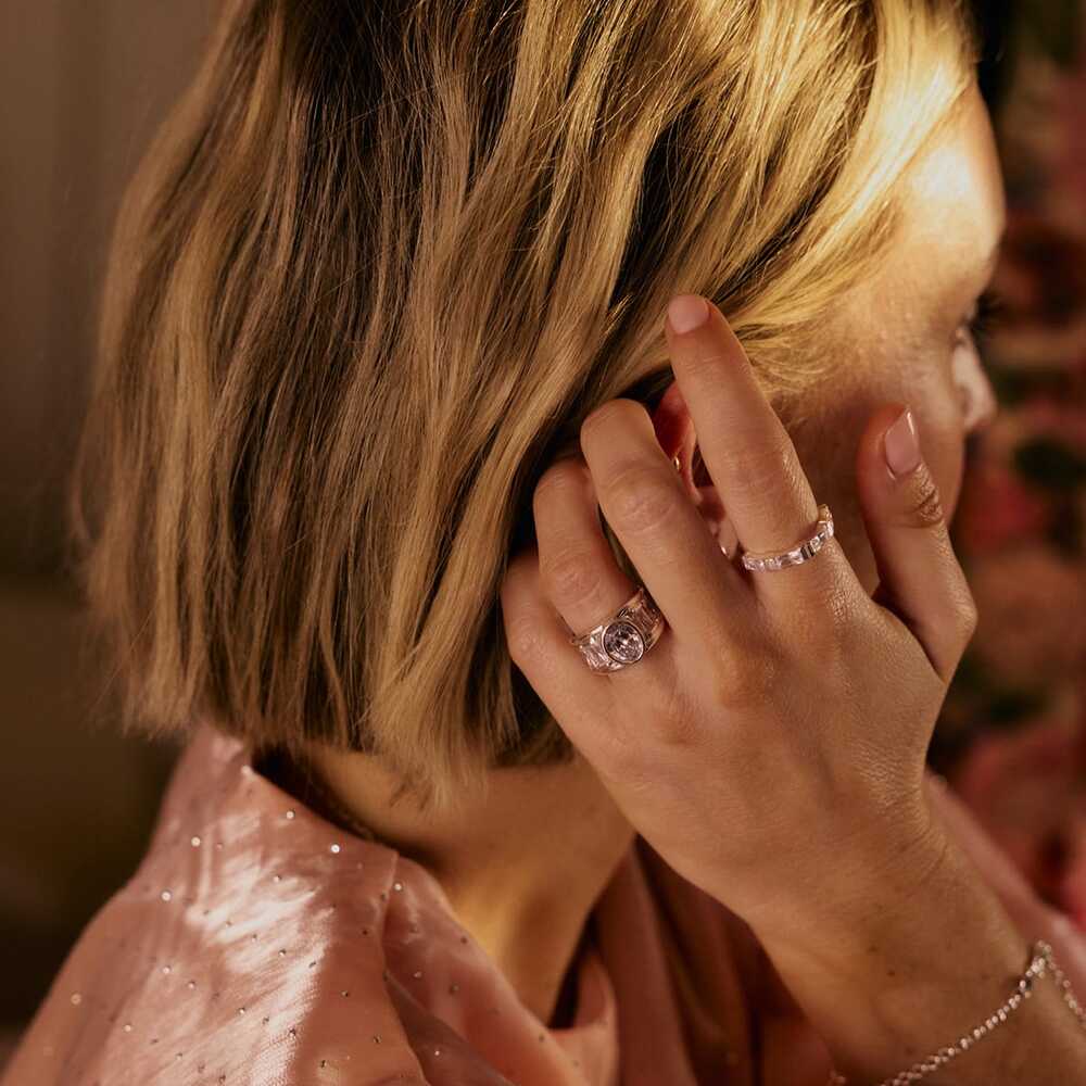 Daisy London Sterling Silver Polly Crystal Ring Stack Additional Image - 3