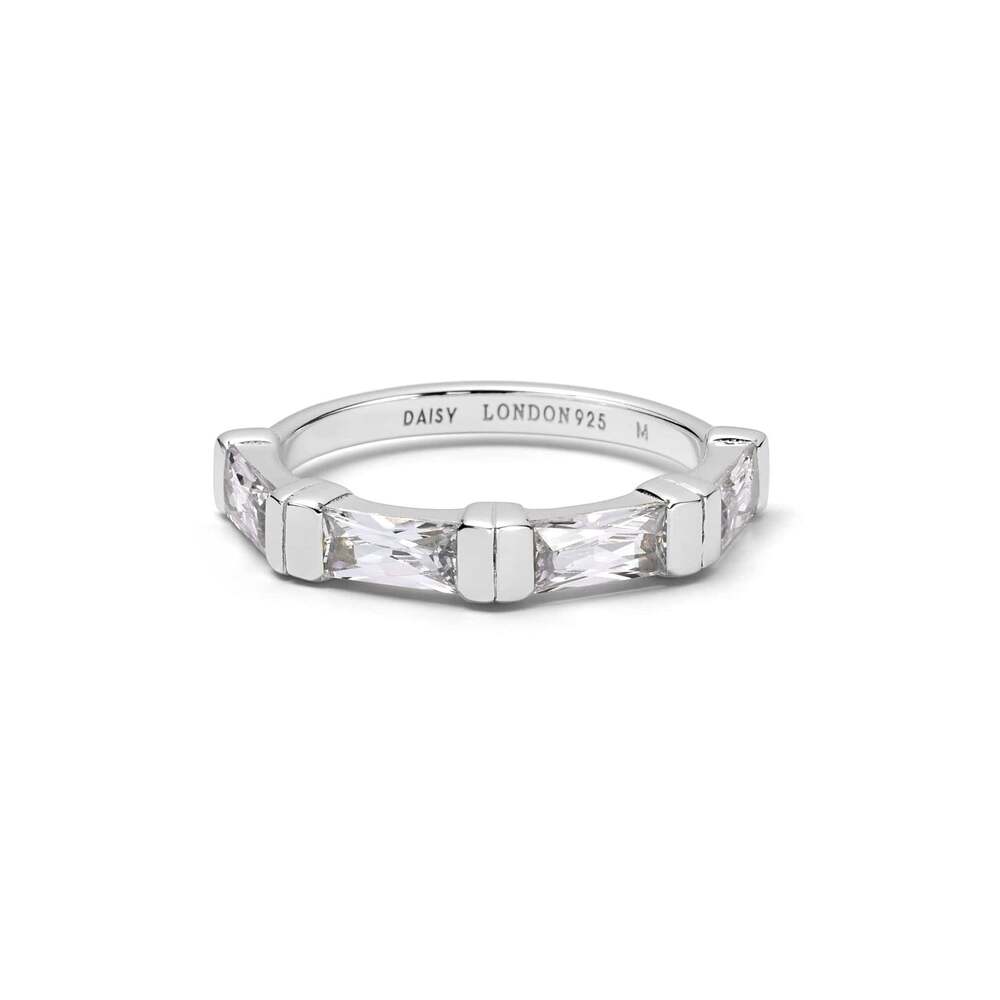 Daisy London Sterling Silver Polly Crystal Stacking Ring