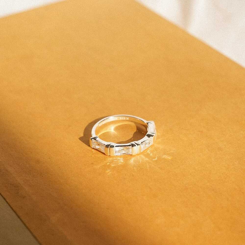 Daisy London Sterling Silver Polly Crystal Stacking Ring Additional Image - 4