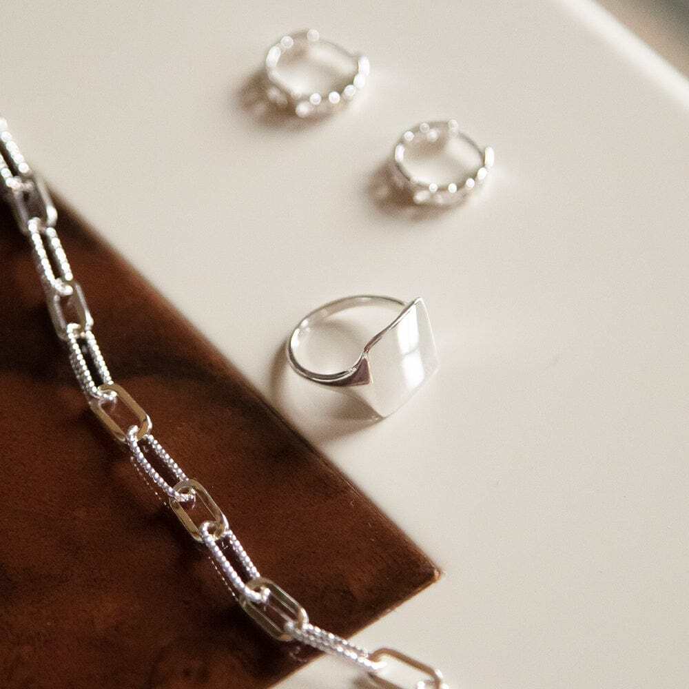 Daisy London Sterling Silver Polly Engravable Square Signet Ring Additional Image - 1