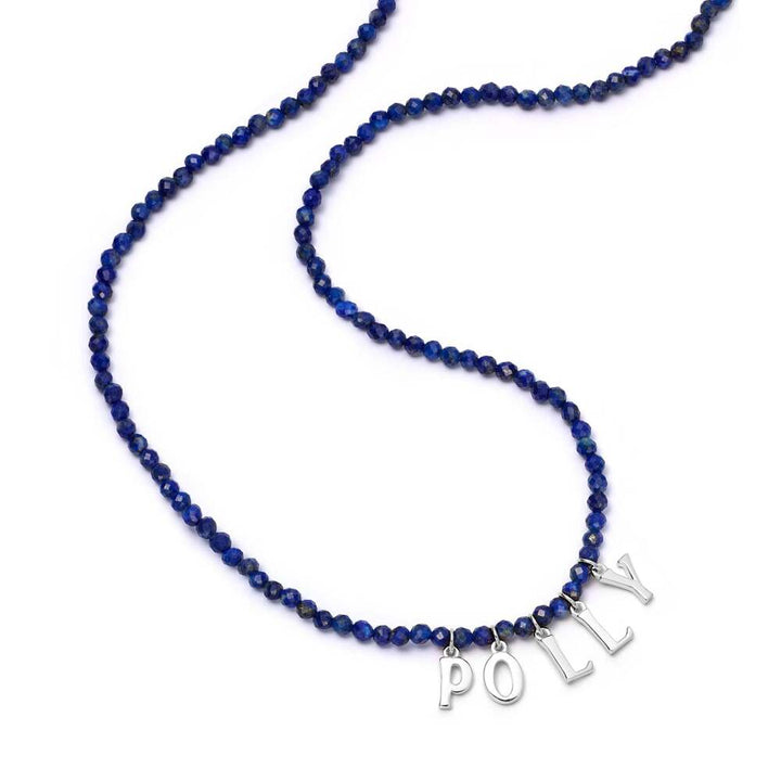 Daisy London Sterling Silver Polly Personalised Lapis Bead Necklace