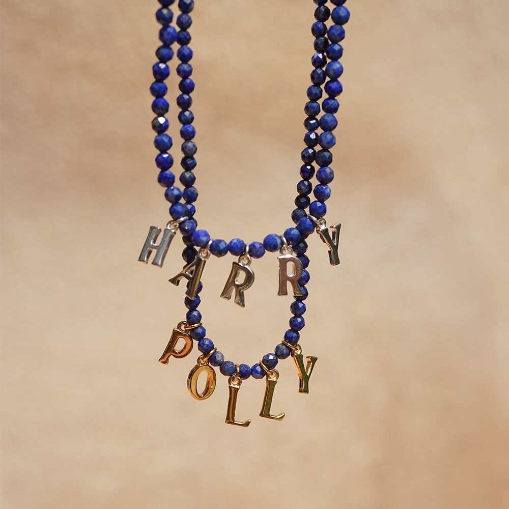 Daisy London Sterling Silver Polly Personalised Lapis Bead Necklace Additional Image - 4