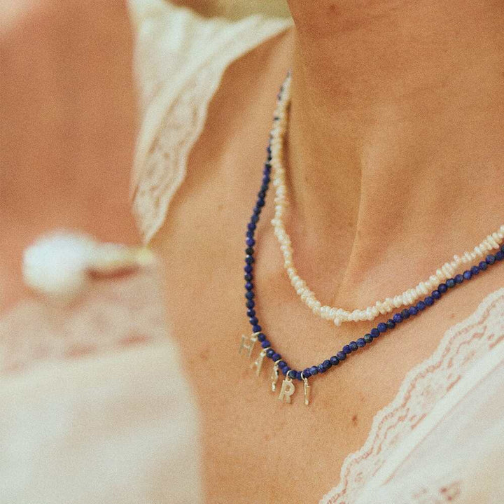 Daisy London Sterling Silver Polly Personalised Lapis Bead Necklace Additional Image - 5