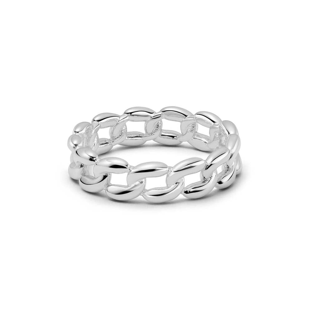 Daisy London Sterling Silver Polly Solid Chain Ring