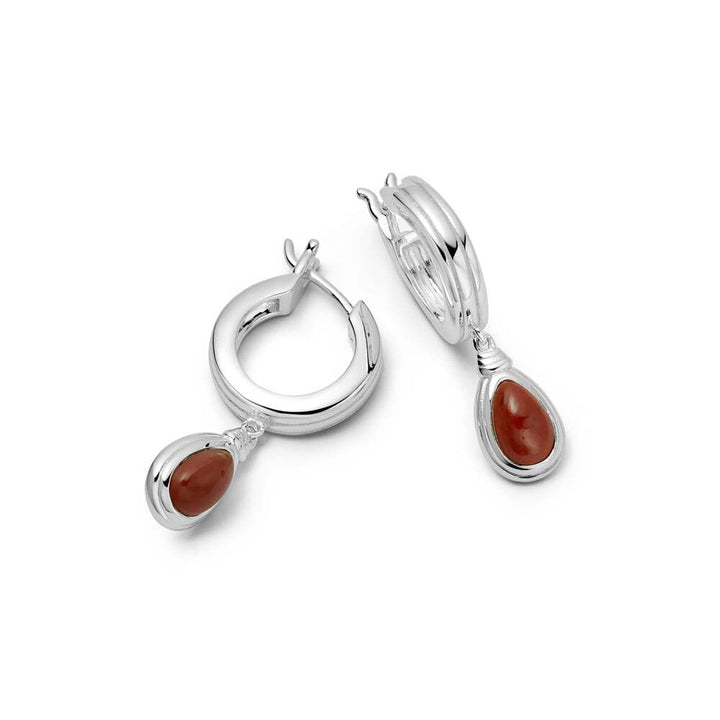 Daisy London Sterling Silver Red Jasper Pear Drop Earrings