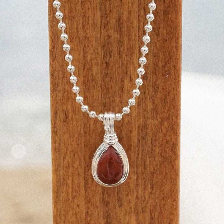 Daisy London Sterling Silver Red Jasper Pear Necklace Additional Image - 2