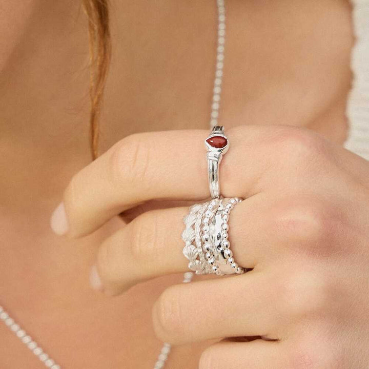 Daisy London Sterling Silver Red Jasper Pear Ring Additional Image - 1