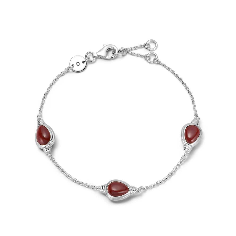 Daisy London Sterling Silver Red Jasper Triple Pear Bracelet
