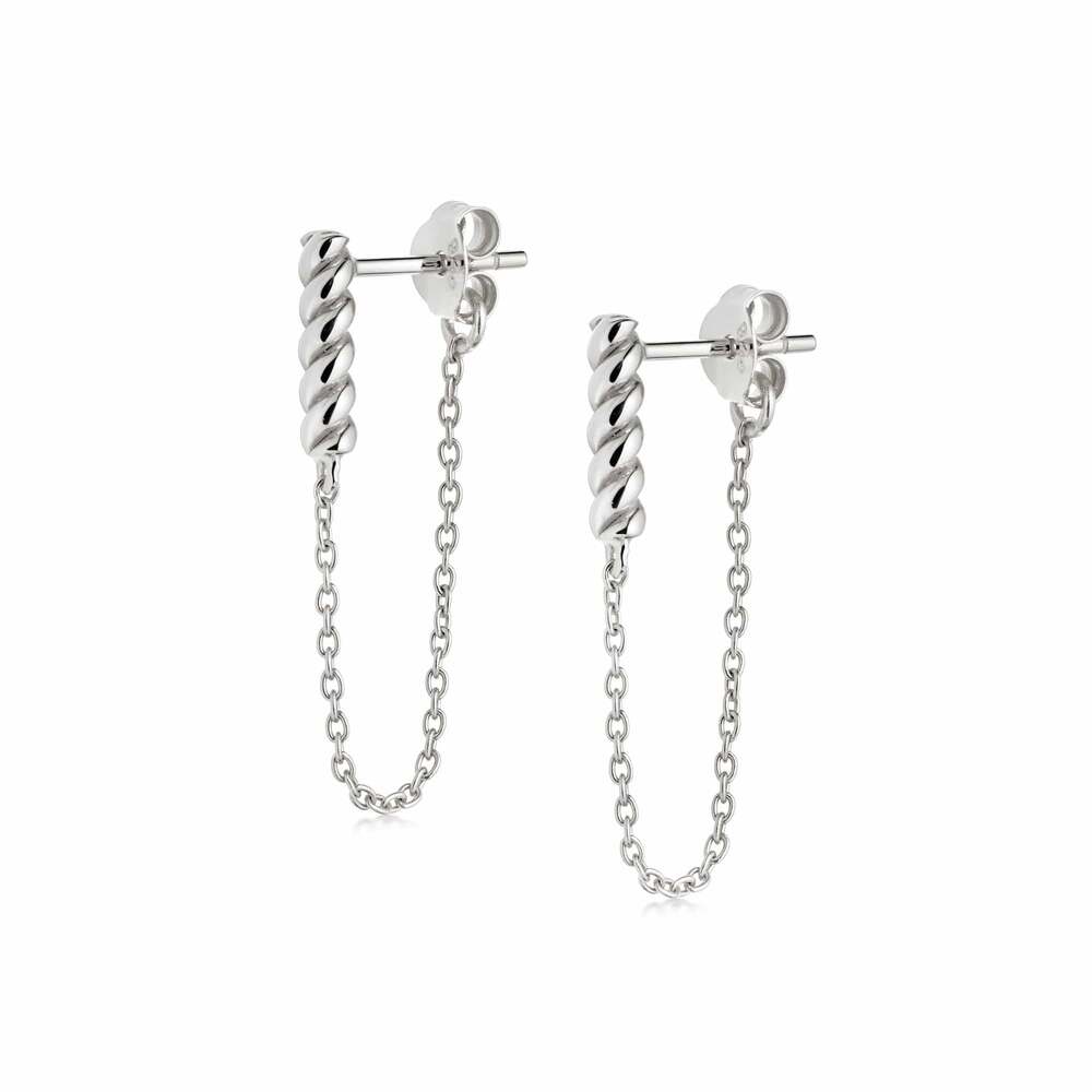 Daisy London Sterling Silver Rope And Chain Drop Earrings