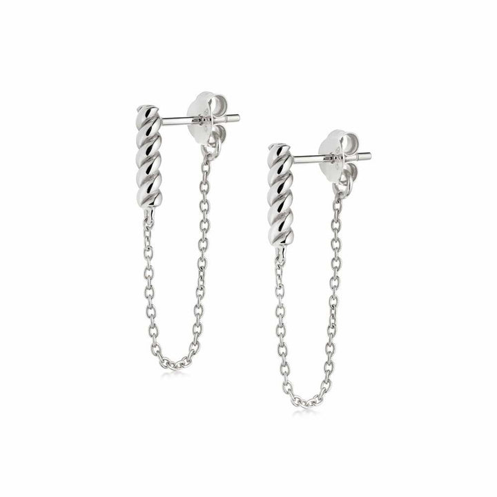 Daisy London Sterling Silver Rope And Chain Drop Earrings