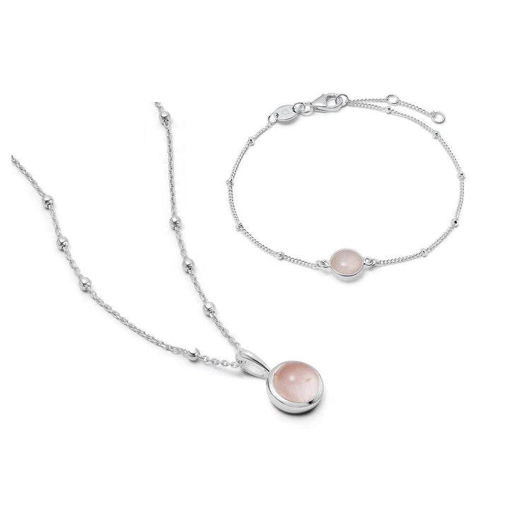 Daisy London Sterling Silver Rose Quartz Layering Set
