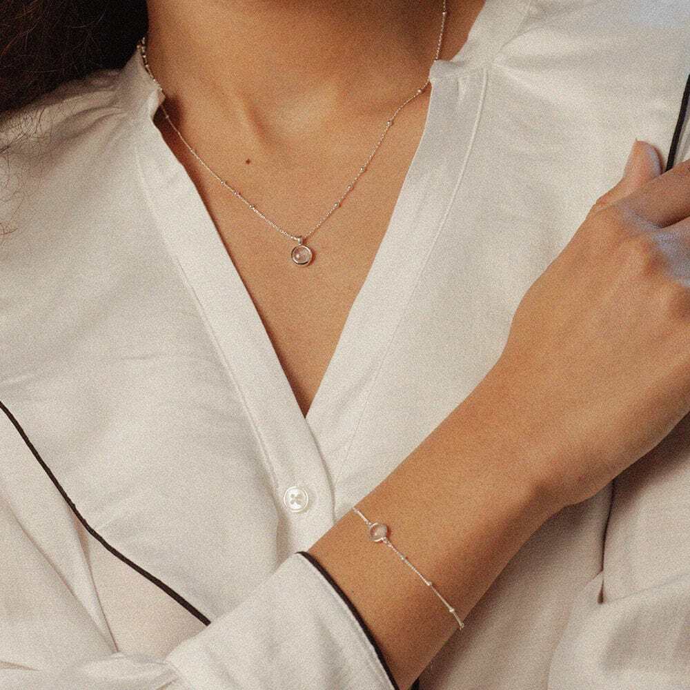 Daisy London Sterling Silver Rose Quartz Layering Set Additional Image - 1