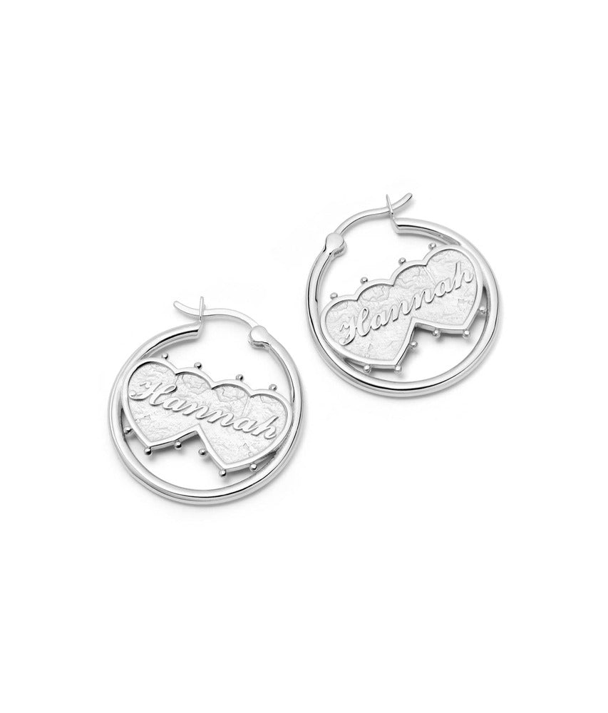 Daisy London Sterling Silver Shrimps Double Heart Earrings