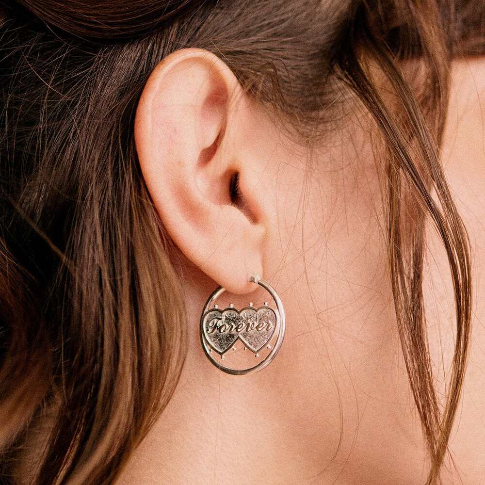 Daisy London Sterling Silver Shrimps Double Heart Earrings Additional Image - 1