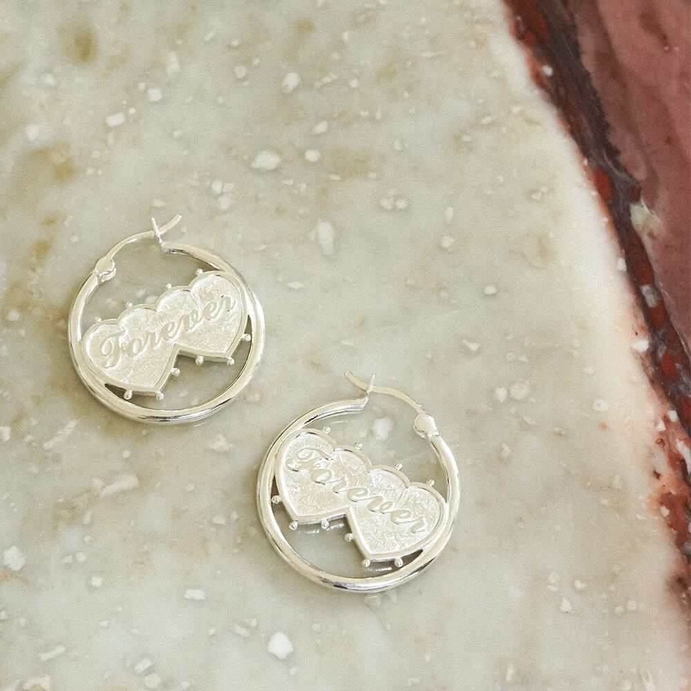 Daisy London Sterling Silver Shrimps Double Heart Earrings Additional Image - 2