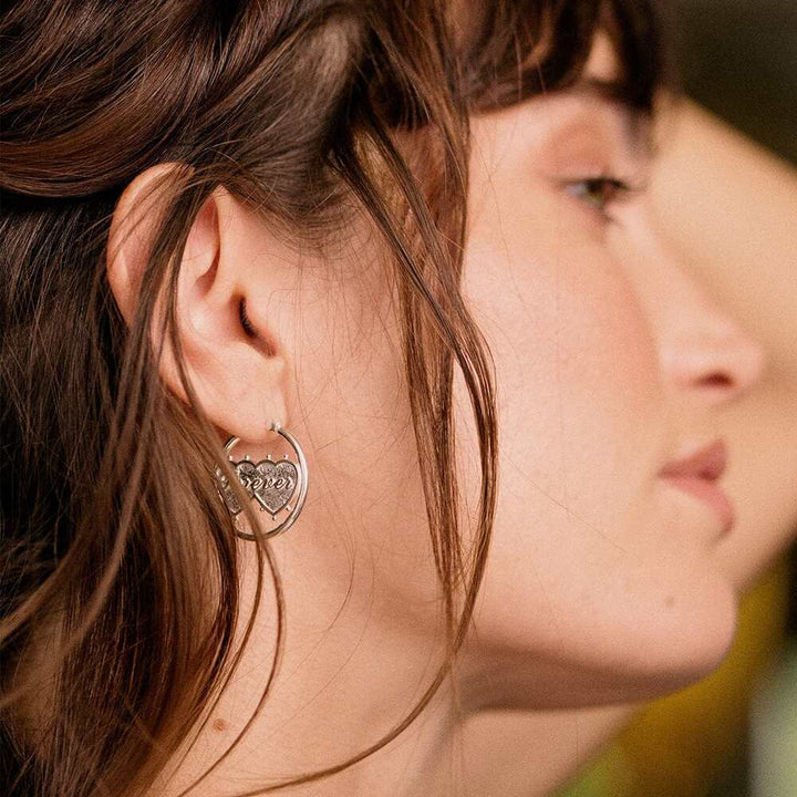 Daisy London Sterling Silver Shrimps Double Heart Earrings Additional Image - 3